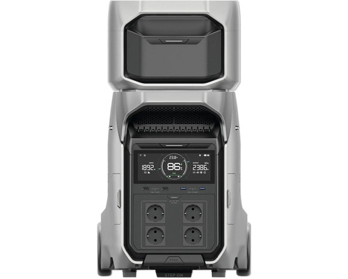 Bärbar kraftstation med display och uttag