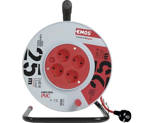 Kabelvinda EMOS PVC 4-vägs, 25m, 1,5 mm²