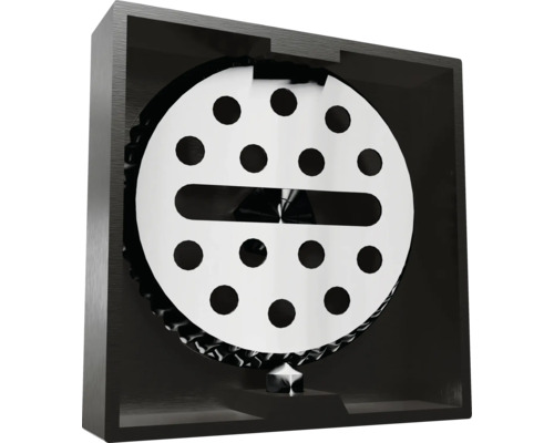 Dekorativ väggklocka med rund skiva och hålmönster