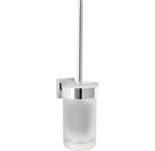Vägghängd toalettborste av glas och metall