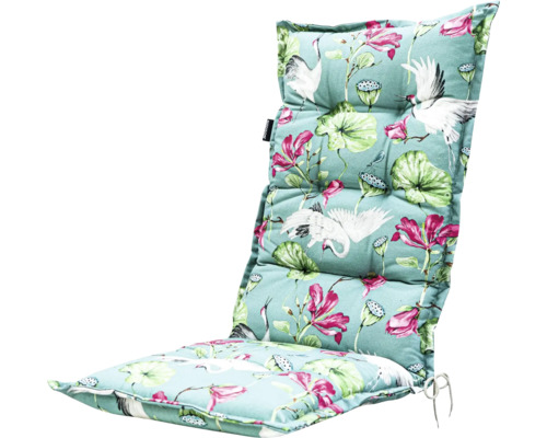 Dyna MADISON Vieve 50x123cm grön Trädgårdsstolsdyna med trana- och blomstermönster