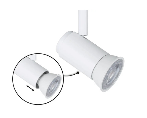 Vit LED-spotlight för skensystem med justerbart lamphuvud