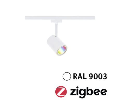 Skena med spotlight RAL 9003 och Zigbee-logotyp