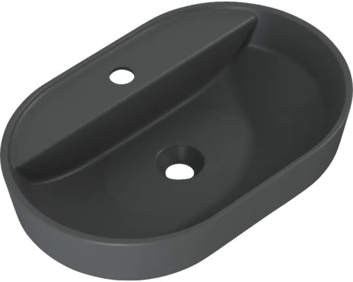 Handfat JUNGBORN Nonus decem antracit matt 61,2x41,2cm Oval tvättskål med armaturhål och avlopp