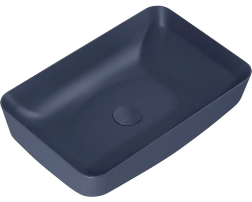 Handfat JUNGBORN Nonus decem navy blå matt 50x39cm Rektangulärt tvättställ för bänkskiva i keramik
