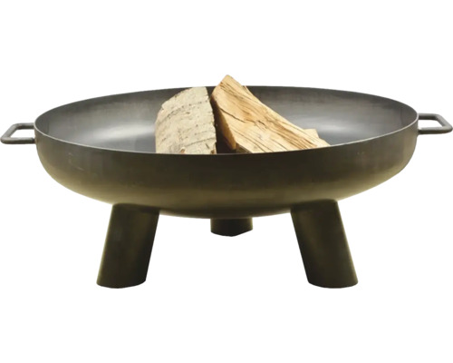 Eldskål i metall med vedträn