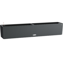 Grå planteringslåda i rottinglook med vattennivåindikator