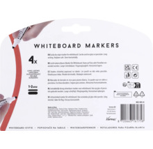 Förpackning med fyra whiteboardpennor med en linjebredd på cirka 1 till 2 millimeter