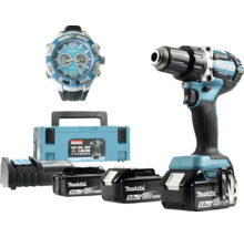 Borrskruvdragare MAKITA DDF484RT3J 18V inkl. 3x5,0Ah batterier/laddare/MACKPAC och klocka