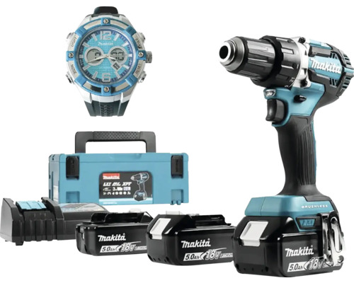 Borrskruvdragare MAKITA DDF484RT3J 18V inkl. 3x5,0Ah batterier och laddare och MACKPAC