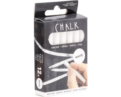 Förpackning med vit krita, 12 stycken, giftfri