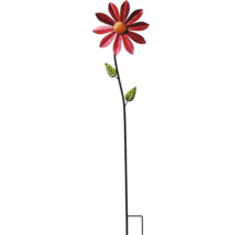 Trädgårdsdekoration med röd blomma och gröna blad