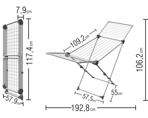 Bild av en torkställning med mått