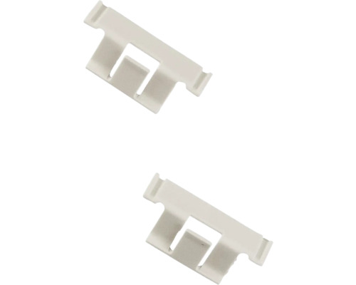 Kabelklämma ELFA för lutande hylla matt vit 2-pack 4800085 Två vita fönsterbrädeshållare i plast