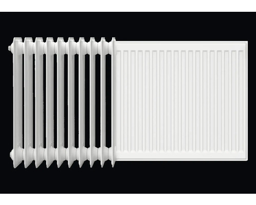 Radiator i stål med ribbor och slät yta