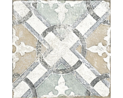 Dekorativ golvplatta med geometriska och blommiga mönster