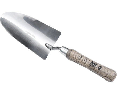 Blomsterspade i rostfritt stål med trähandtag från for-q
