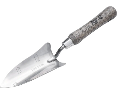 Trädgårdsspade i rostfritt stål med trähandtag