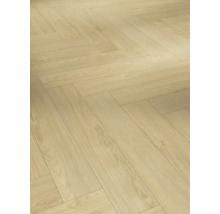 Ljust träutseende laminatgolv i fiskbensmönster