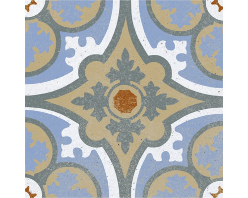 Dekorativ platta med geometriska och blommiga mönster