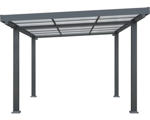 Fristående paviljong med transparent tak.