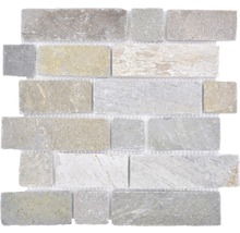 Mosaikmatta av natursten i olika format