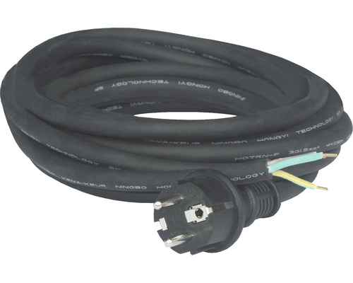 Anslutningskabel H07RN-F 3x1,5mm² 5m svart Svart strömkabel med jordad kontakt