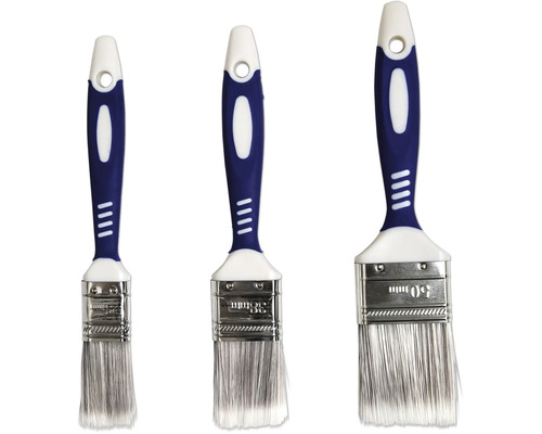 Tre målarpenslar i olika storlekar