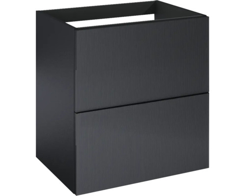 Tvättställsunderskåp JUNGBORN Nonus mattsvart glasfront 2 lådor 60x63,5x45,8 cm Tvättställsskåp med två lådor