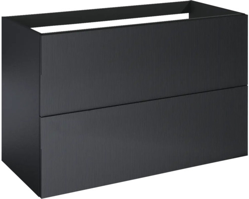 Tvättställsunderskåp JUNGBORN Nonus mattsvart glasfront 2 lådor 100x63,5x45,3 cm Tvättställsskåp med två lådor