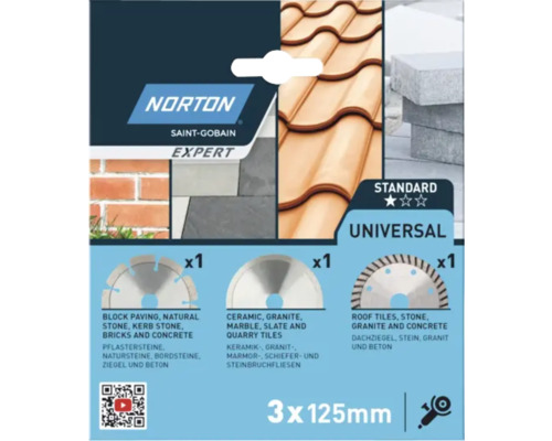 Diamantkapskiva NORTON Expert set Ø125x22,23mm 3-pack