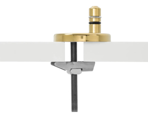 Detaljbild av en bordsfäste för tvättställsskivor