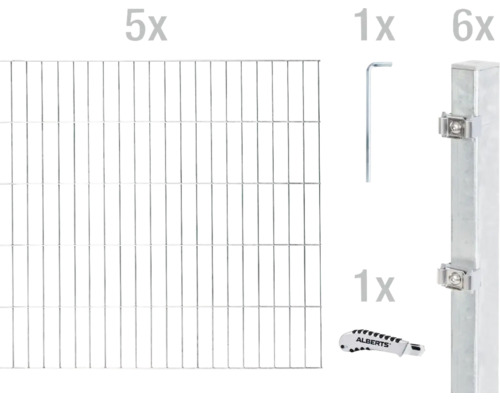 Stålnätspanel set ALBERTS med dubbla trådar 6/5/6 1000x80cm varmförzinkad