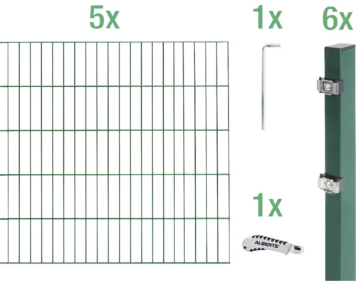 Stålnätspanel set ALBERTS med dubbla trådar 6/5/6 1000x140cm grön