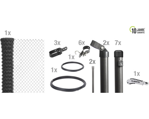 Stängselset ALBERTS maskvidd 60mm för nedgjutning 15x1,25m antracit