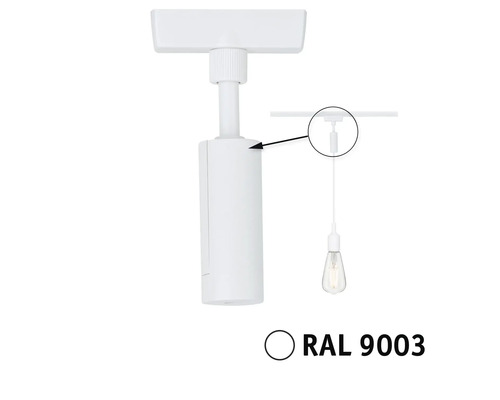 Vit strömskena med bild av fästet