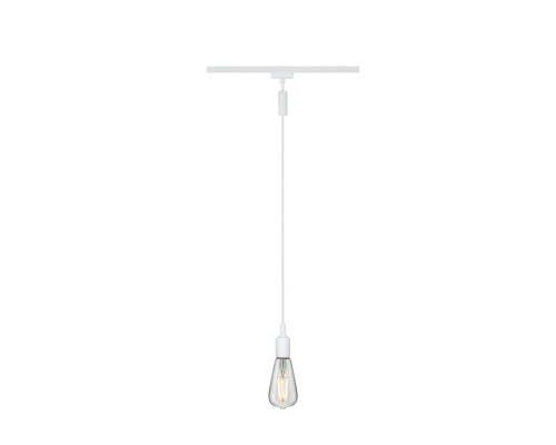 Pendellampa med glödlampa på vit kabel