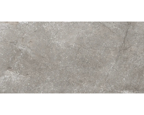 Grått golvkakel med marmorerad yta.