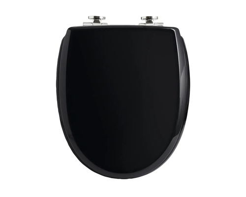 Svart toalettlock med kromgångjärn
