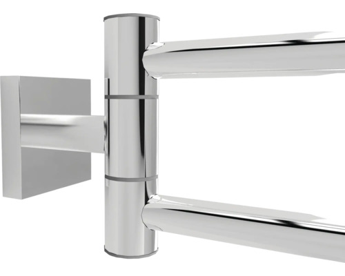 Detaljvy av en roterande handdukstork av metall