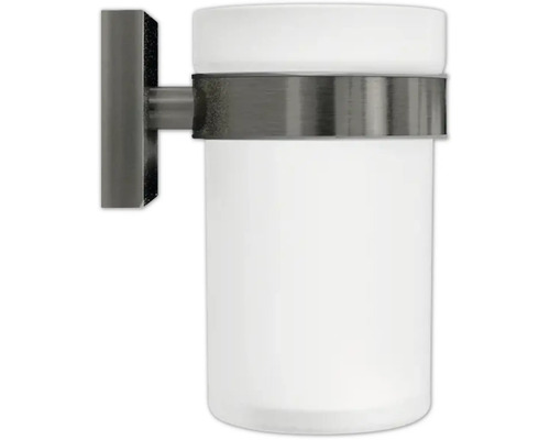 Väggmonterad tandborstmuggshållare med behållare i frostat glas