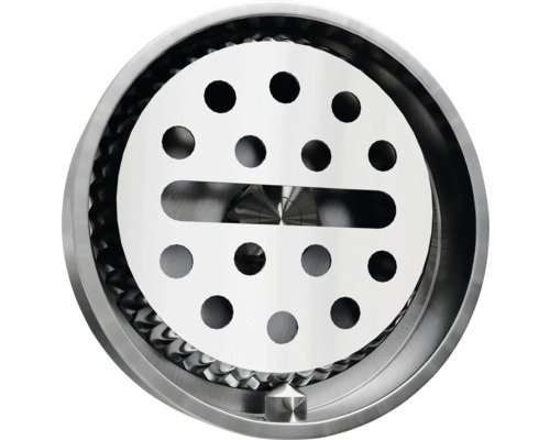 Golvbrunn i metall med hålmönster