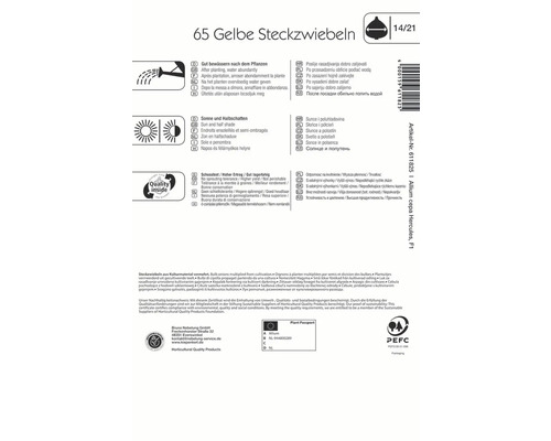 Gul sättlök 14/21 förpackningsinformation