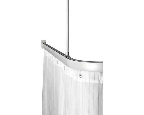 Duschkar med duschdraperi och stödstång