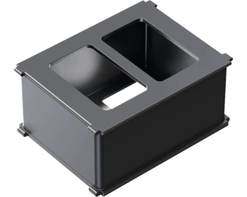 Svart planteringslåda med två fack för trädgården