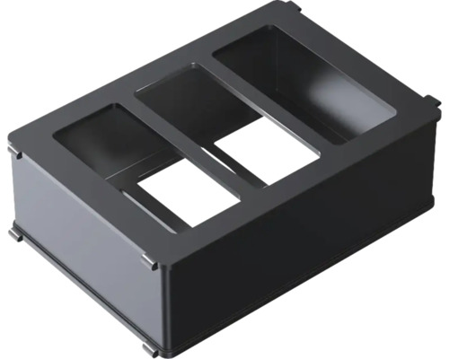 Svart planteringslåda med tre fack för trädgården