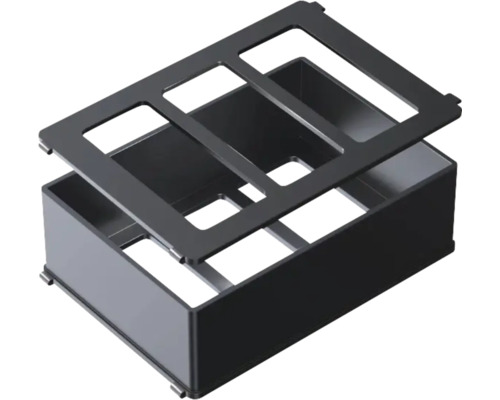 Svart kopplingsdosa med öppet lock