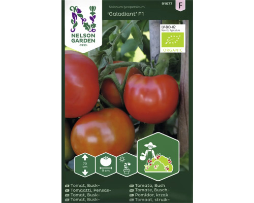 Ekologiska tomatfrön NELSON GARDEN Gladiant F1 organic busktomat