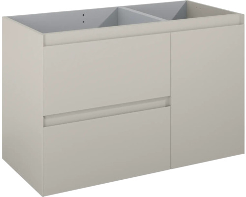 Tvättställsunderskåp JUNGBORN Decem beige fume matt MDF 2 lådor med tvättkorg höger 100x63,5x45,8 cm