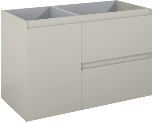 Tvättställsunderskåp JUNGBORN Decem beige fume matt MDF 2 lådor med tvättkorg vänster 100x63,5x45,8 cm